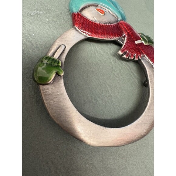 Vintage Snowman Christmas Tree Ornament Scarf Hat Classic W Photo Hole Silver To - Picture 3 of 8